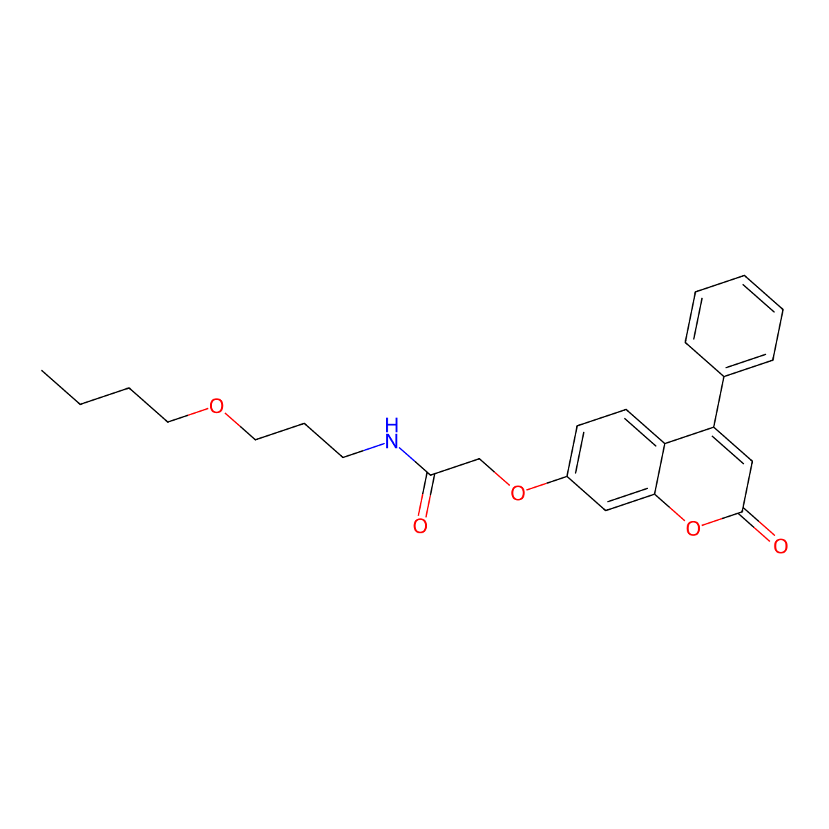 N-(3-butoxypropyl)-2-((2-oxo-4-phenyl-2H-chromen-7-yl)oxy)acetamide molecular structure, CAS 858752-04-2