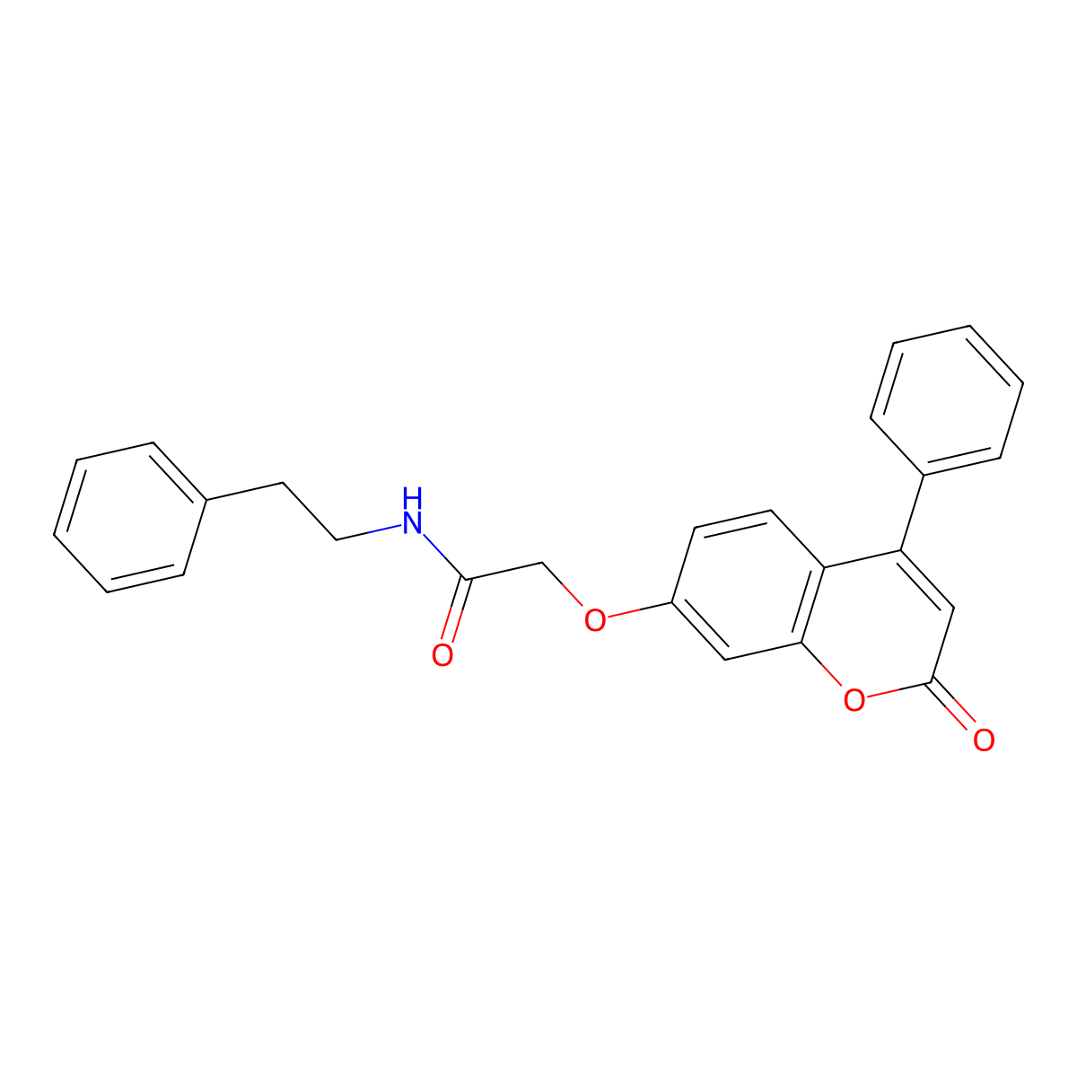2-((2-oxo-4-phenyl-2H-chromen-7-yl)oxy)-N-phenethylacetamide molecular structure, CAS 858752-08-6