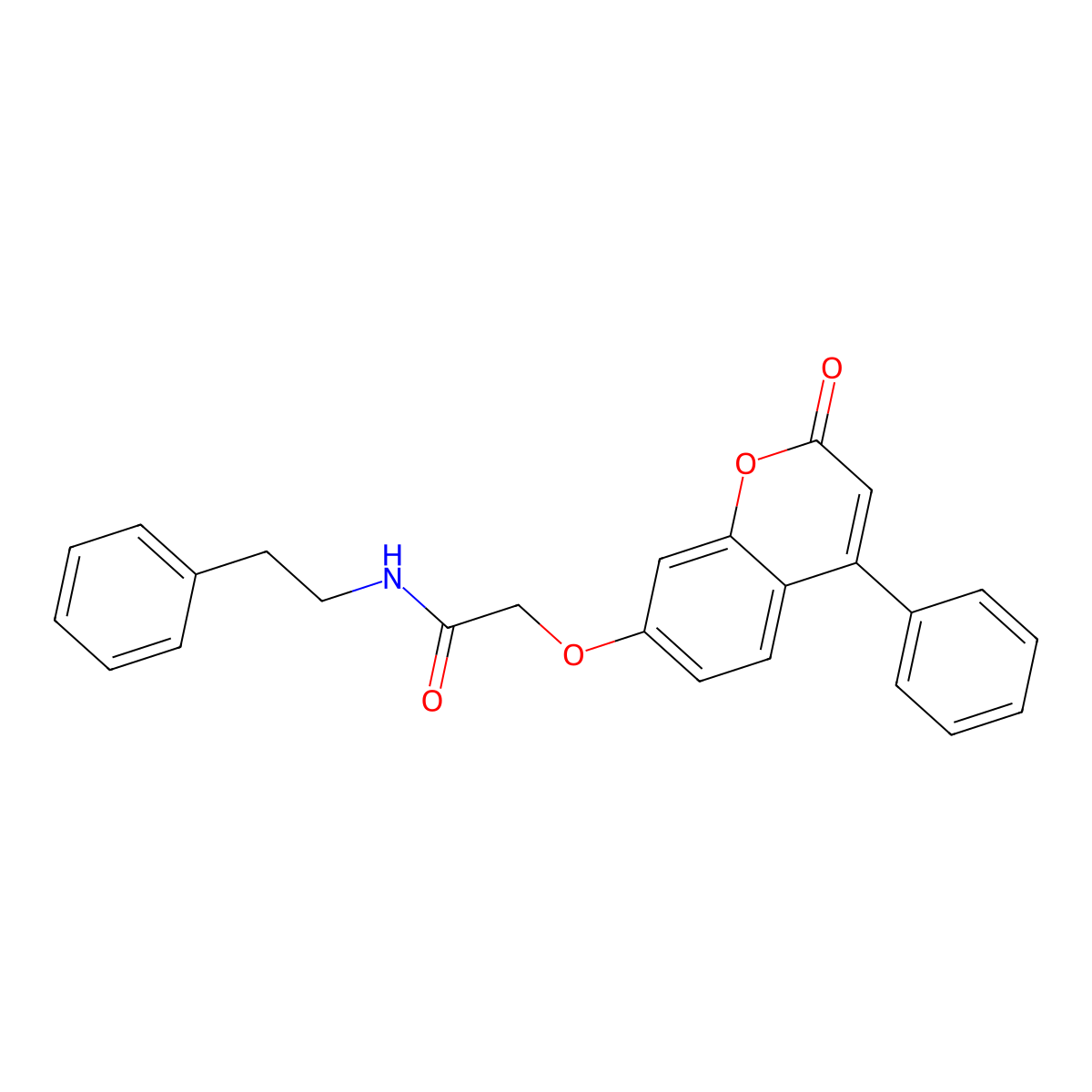 2-((2-oxo-4-phenyl-2H-chromen-7-yl)oxy)-N-phenethylacetamide molecular structure, CAS 858752-08-6
