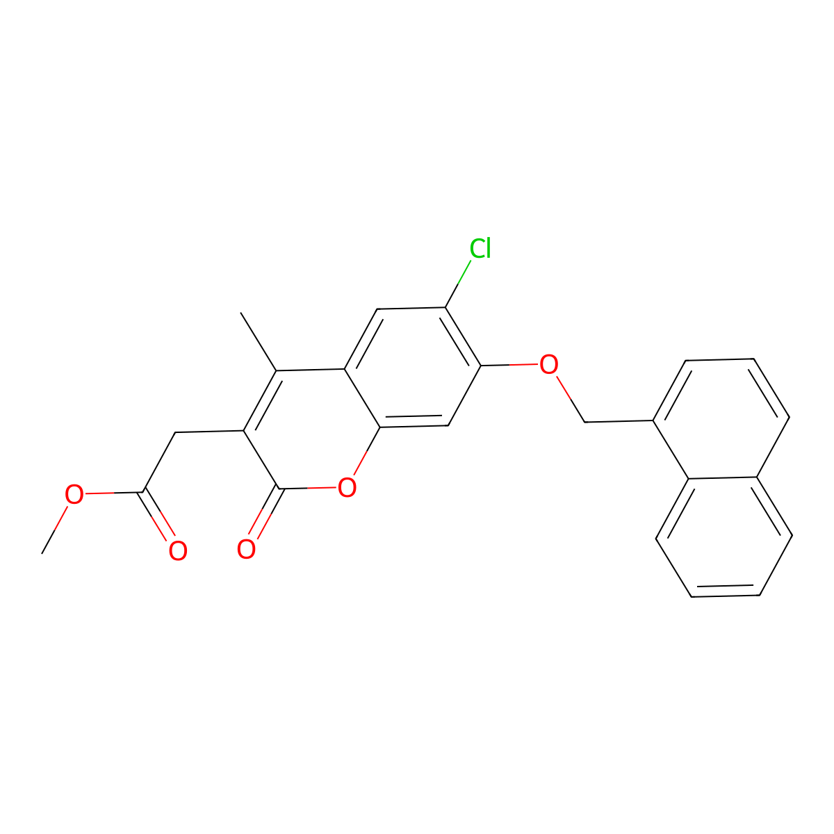 methyl [6-chloro-4-methyl-7-(naphthalen-1-ylmethoxy)-2-oxo-2H-chromen-3-yl]acetate molecular structure, CAS 858752-15-5