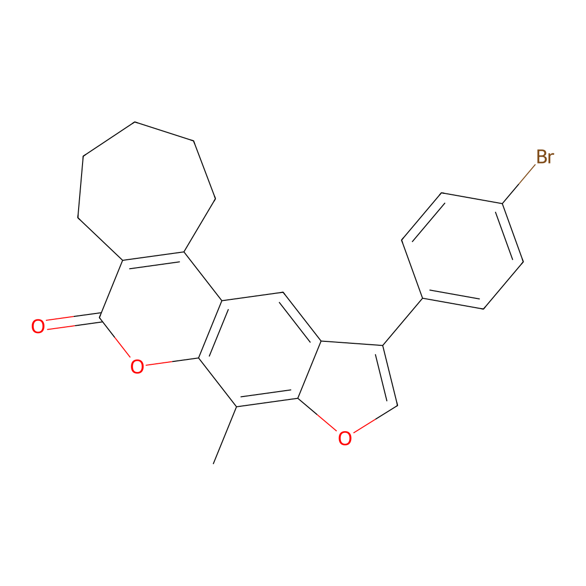 11-(4-bromophenyl)-8-methyl-2,3,4,5-tetrahydrocyclohepta[c]furo[3,2-g]chromen-6(1H)-one molecular structure, CAS 858752-16-6