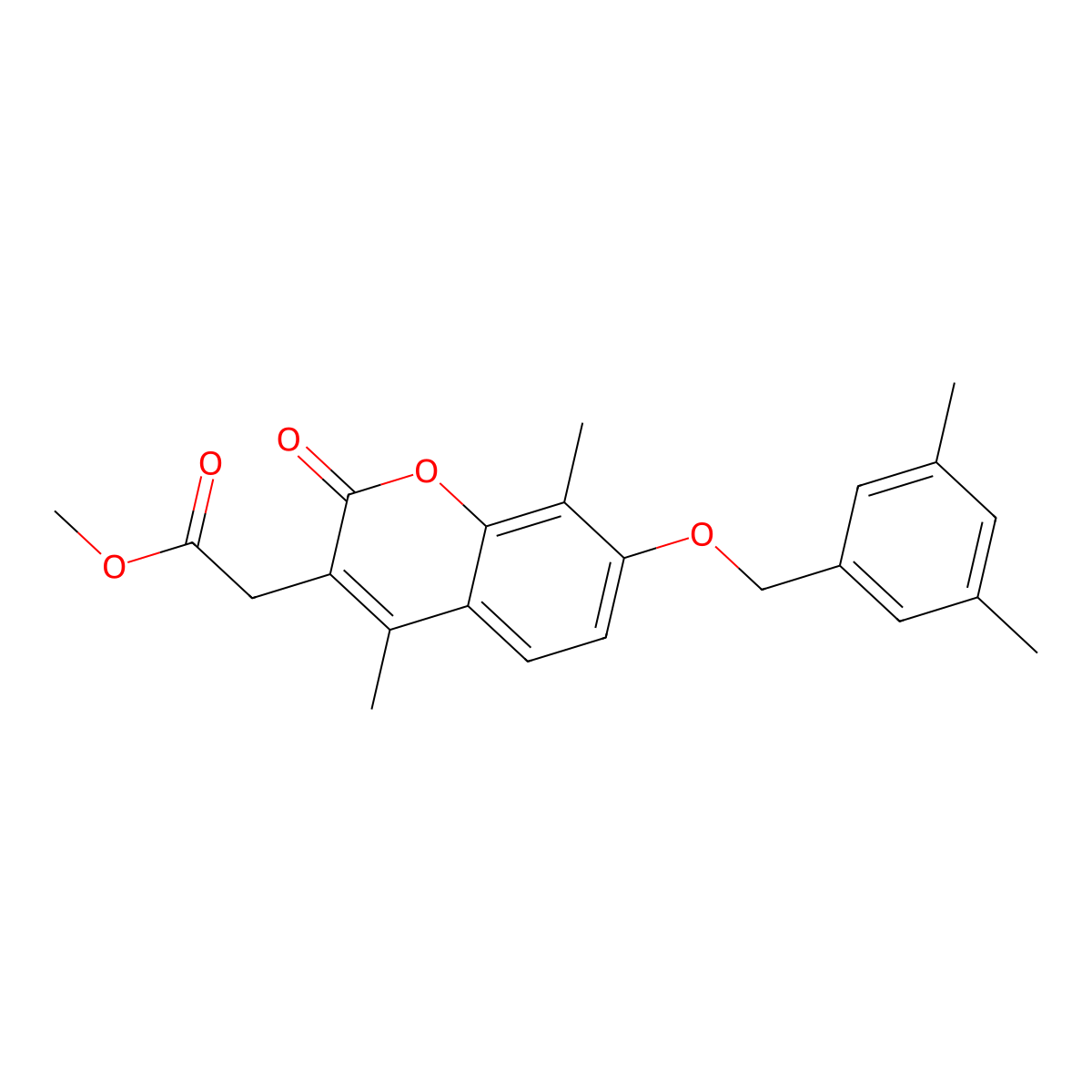 methyl {7-[(3,5-dimethylbenzyl)oxy]-4,8-dimethyl-2-oxo-2H-chromen-3-yl}acetate molecular structure, CAS 858752-17-7