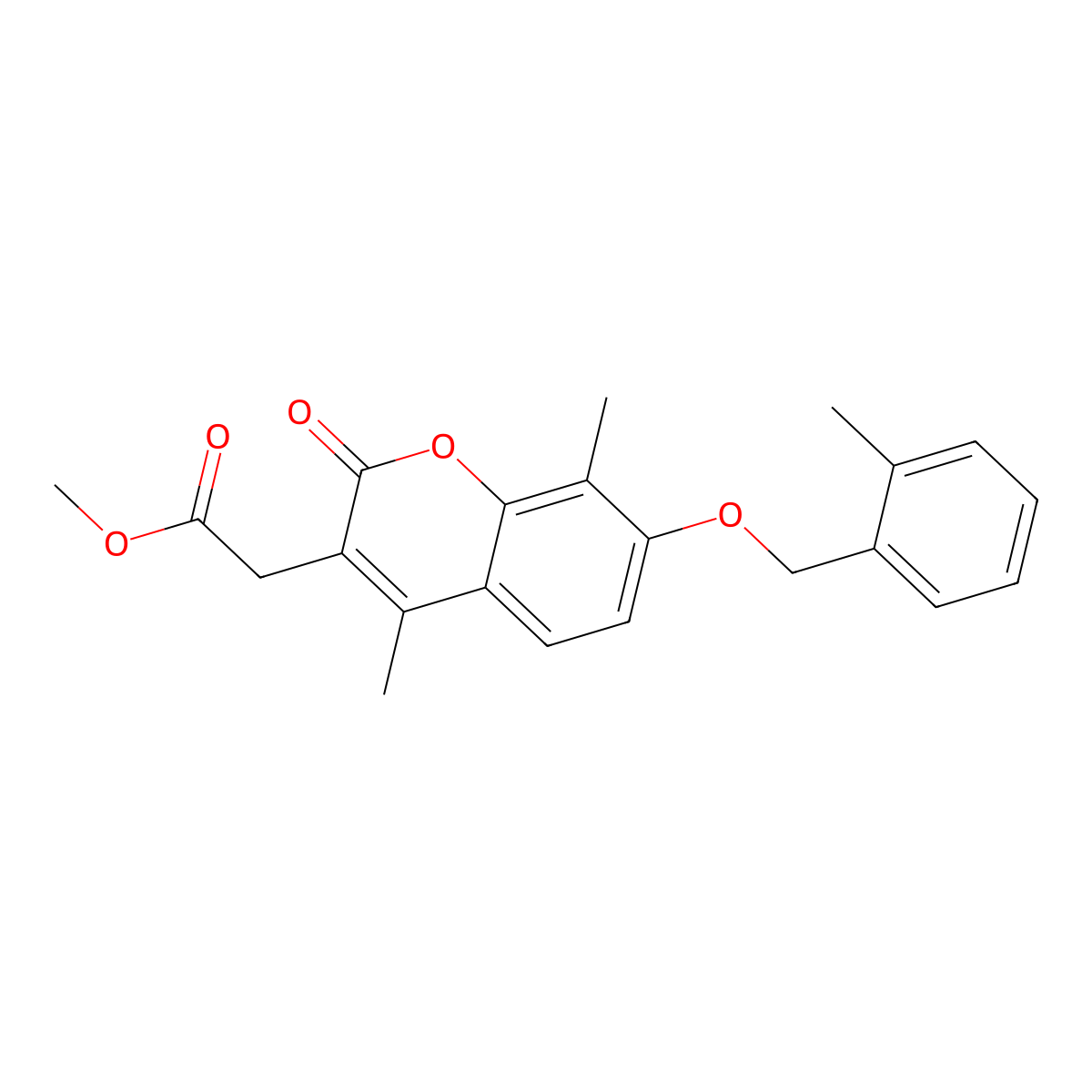 methyl {4,8-dimethyl-7-[(2-methylbenzyl)oxy]-2-oxo-2H-chromen-3-yl}acetate molecular structure, CAS 858752-18-8