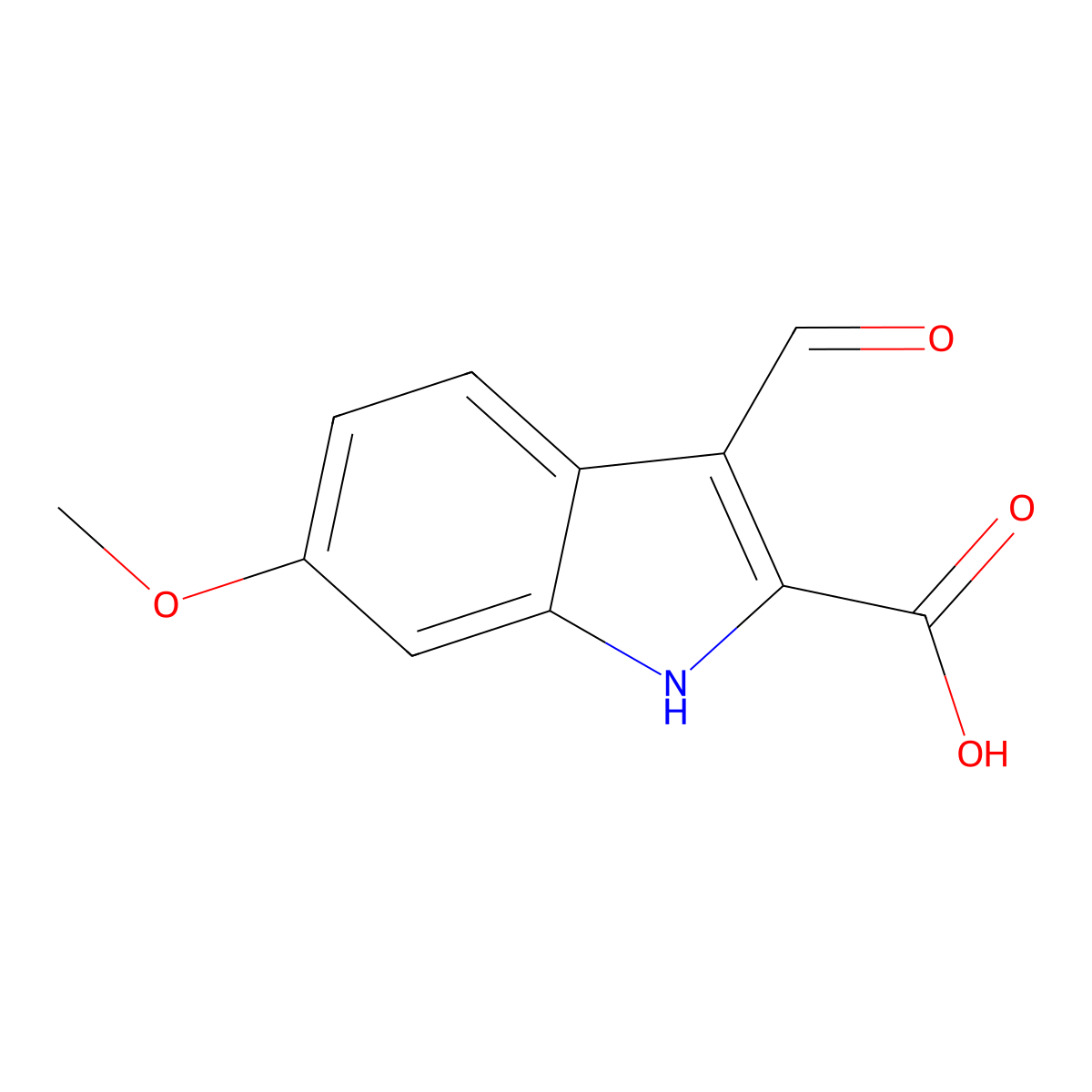 3-formyl-6-methoxy-1H-indole-2-carboxylic Acid molecular structure, CAS 858752-19-9