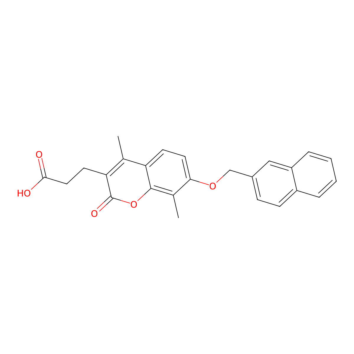 3-[4,8-Dimethyl-7-(naphthalen-2-ylmethoxy)-2-oxochromen-3-yl]propanoic acid molecular structure, CAS 858752-32-6