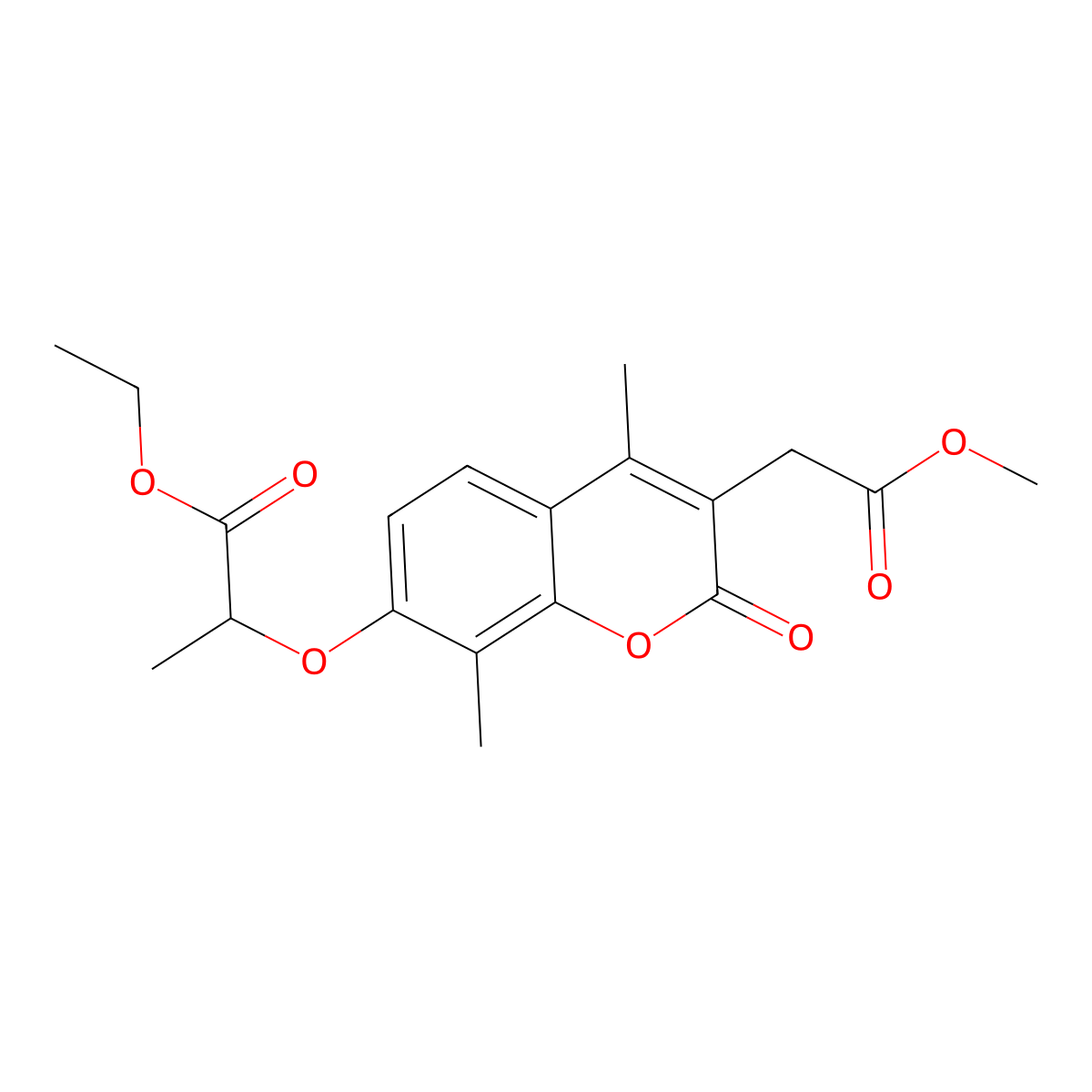 ethyl 2-{[3-(2-methoxy-2-oxoethyl)-4,8-dimethyl-2-oxo-2H-chromen-7-yl]oxy}propanoate molecular structure, CAS 858752-35-9