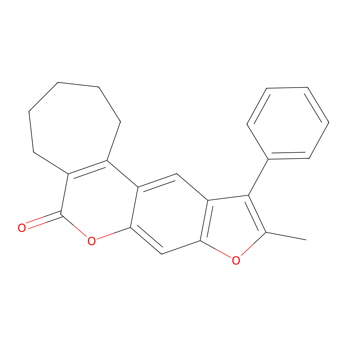 10-methyl-11-phenyl-2,3,4,5-tetrahydrocyclohepta[c]furo[3,2-g]chromen-6(1H)-one molecular structure, CAS 858752-46-2