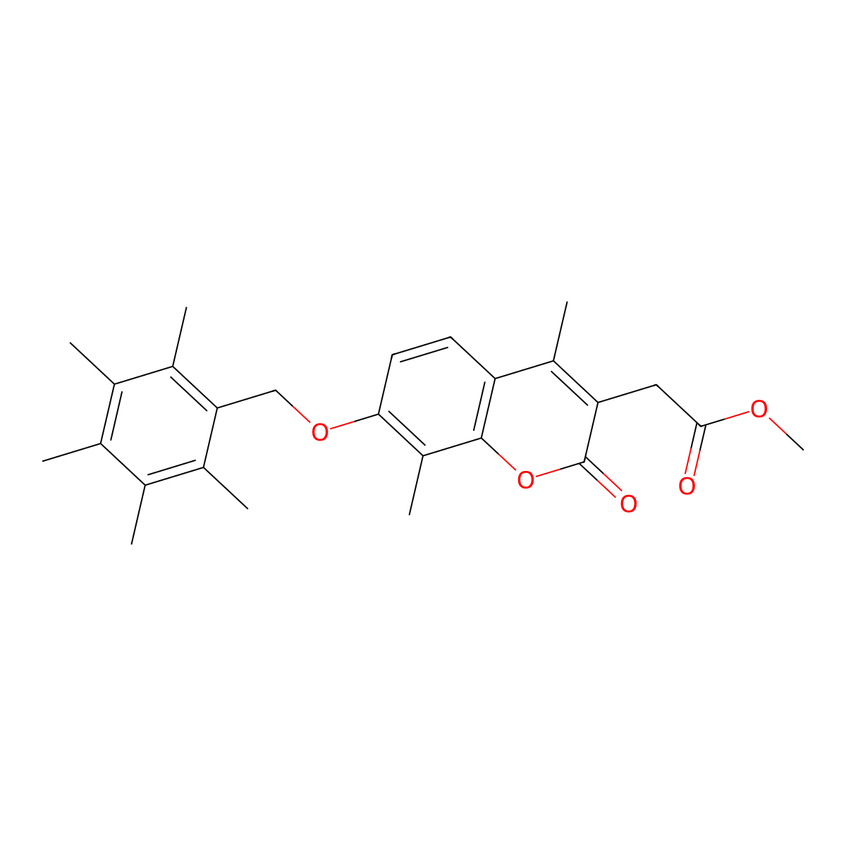 methyl {4,8-dimethyl-2-oxo-7-[(pentamethylbenzyl)oxy]-2H-chromen-3-yl}acetate molecular structure, CAS 858752-58-6