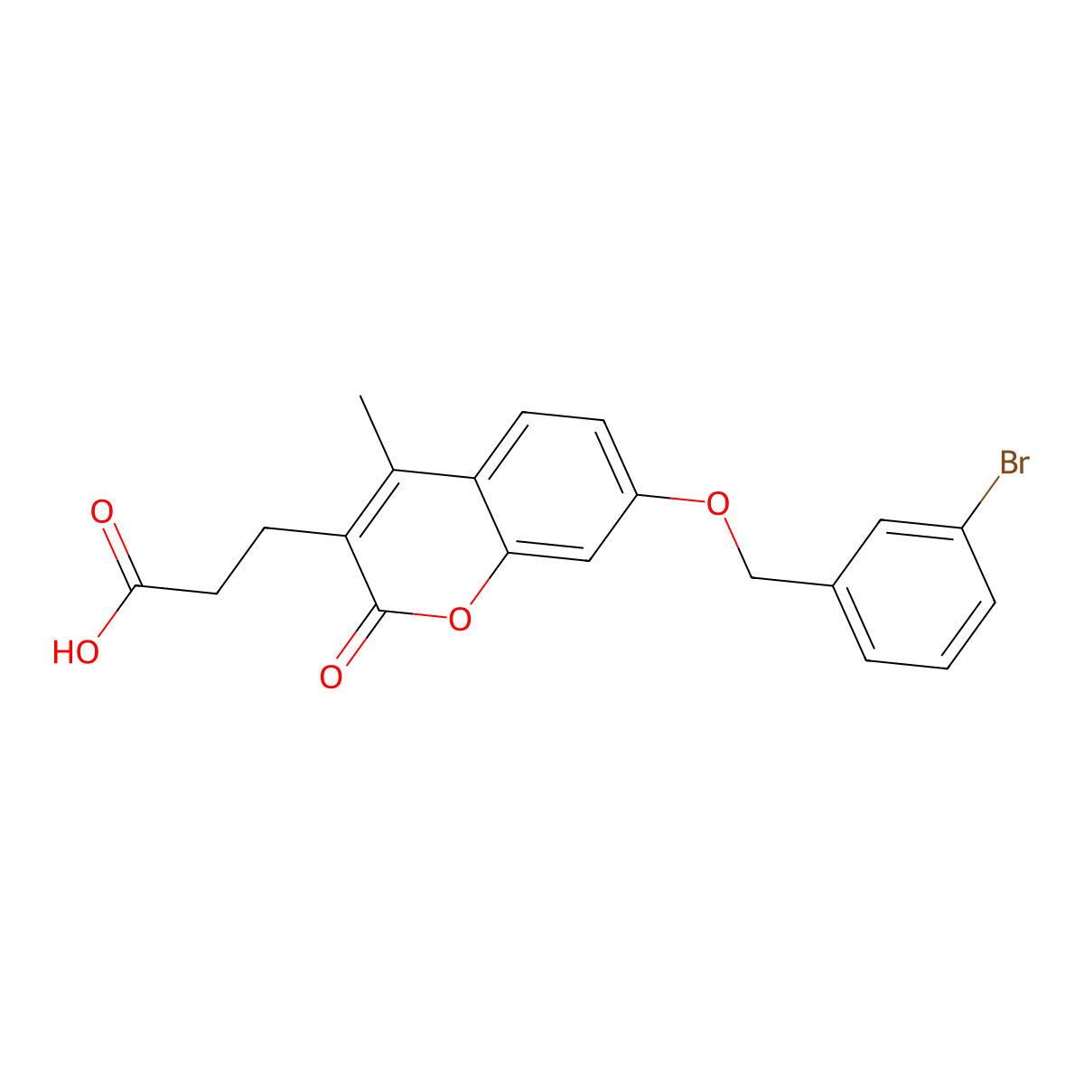 3-{7-[(3-bromobenzyl)oxy]-4-methyl-2-oxo-2H-chromen-3-yl}propanoic acid molecular structure, CAS 858752-69-9