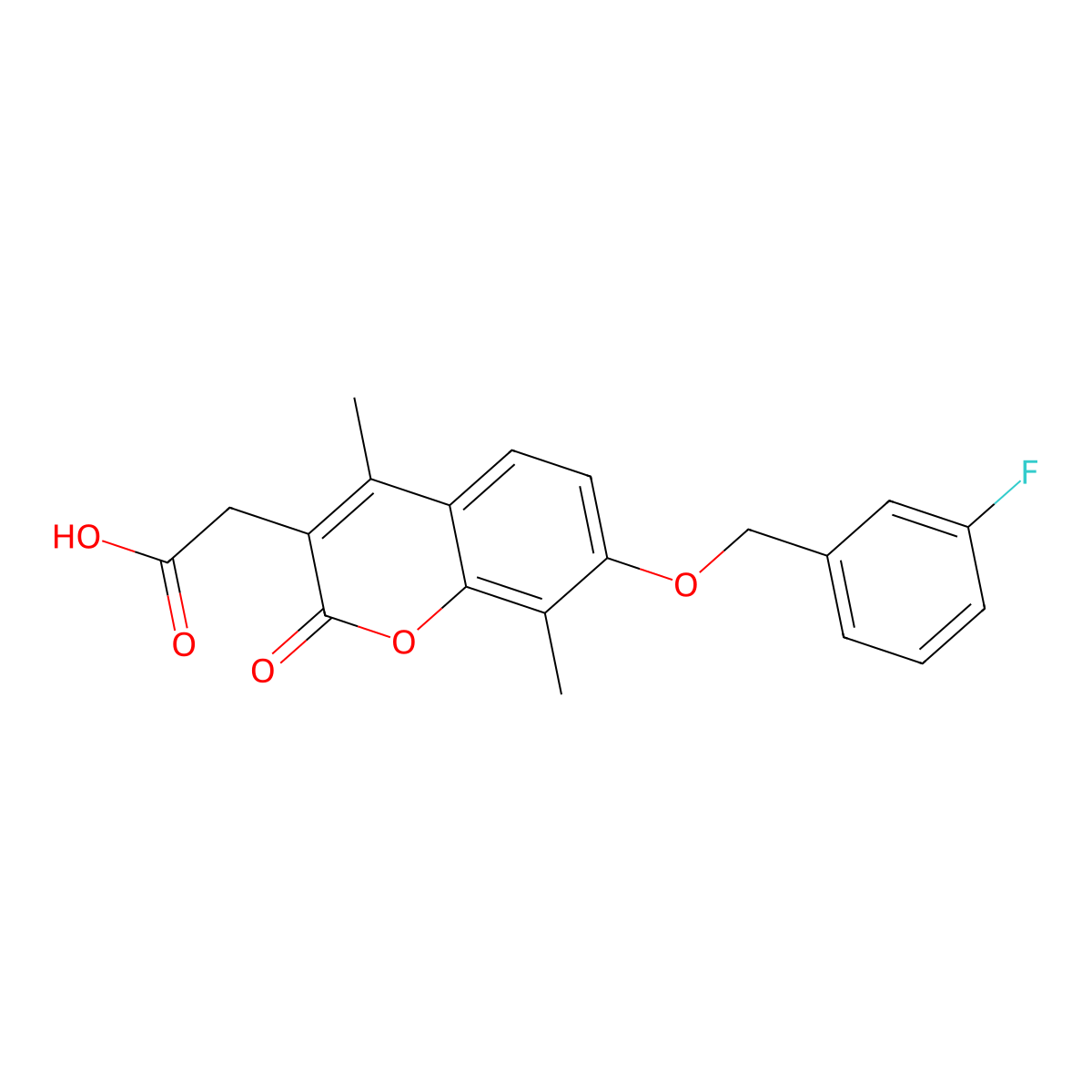 {7-[(3-fluorobenzyl)oxy]-4,8-dimethyl-2-oxo-2H-chromen-3-yl}acetic acid molecular structure, CAS 858752-73-5