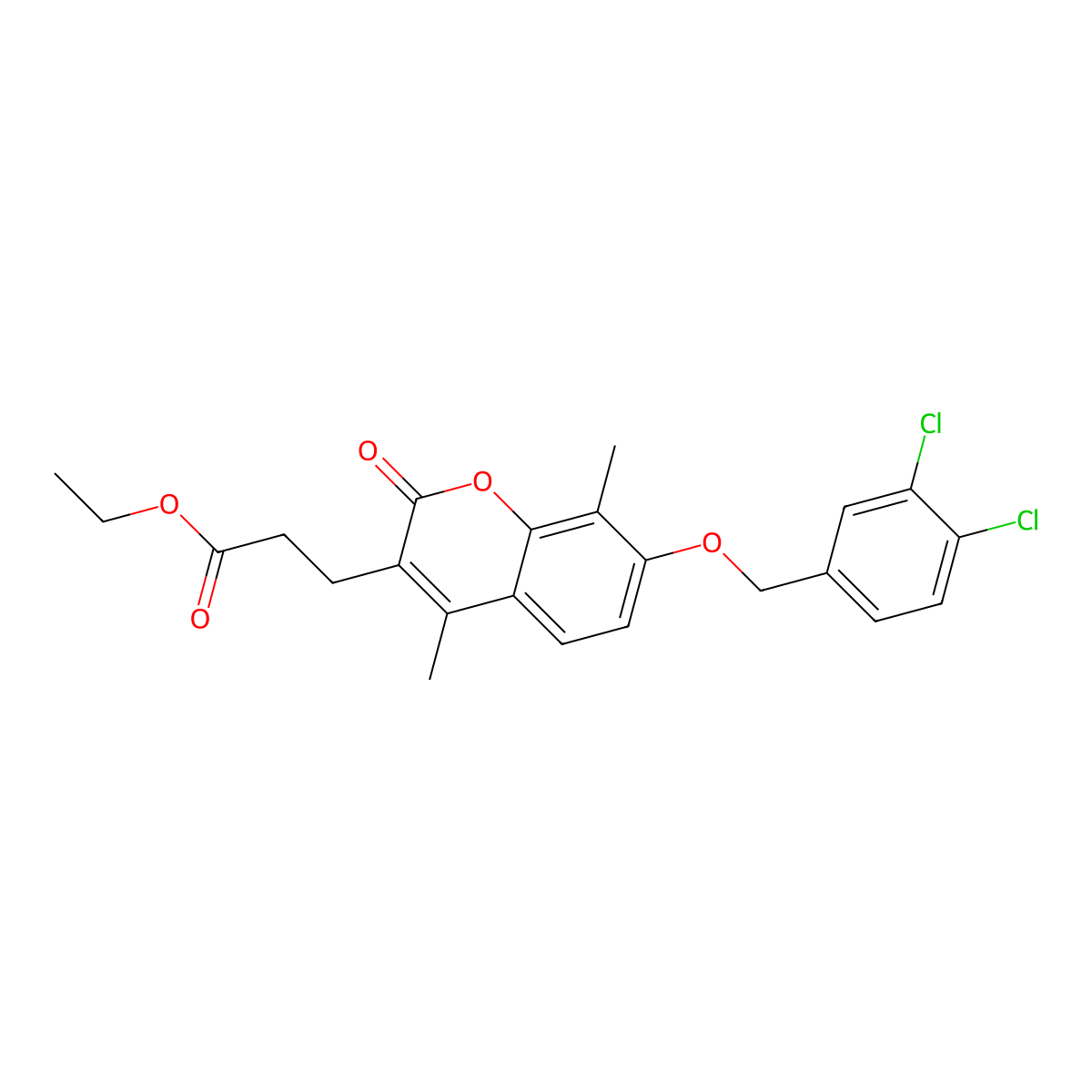 ethyl 3-{7-[(3,4-dichlorobenzyl)oxy]-4,8-dimethyl-2-oxo-2H-chromen-3-yl}propanoate molecular structure, CAS 858752-80-4