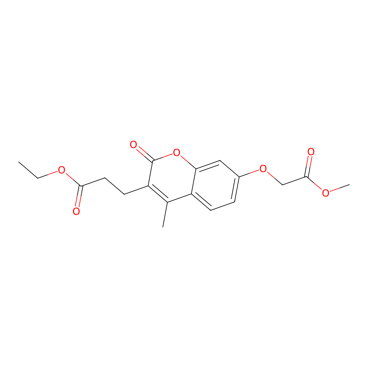 Ethyl 3-[7-(2-methoxy-2-oxoethoxy)-4-methyl-2-oxochromen-3-yl]propanoate molecular structure, CAS 858752-84-8