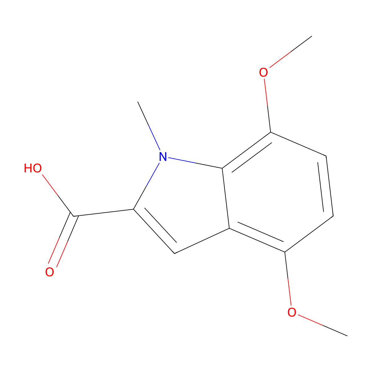 4,7-Dimethoxy-1-methyl-1H-indole-2-carboxylic acid molecular structure, CAS 858752-95-1