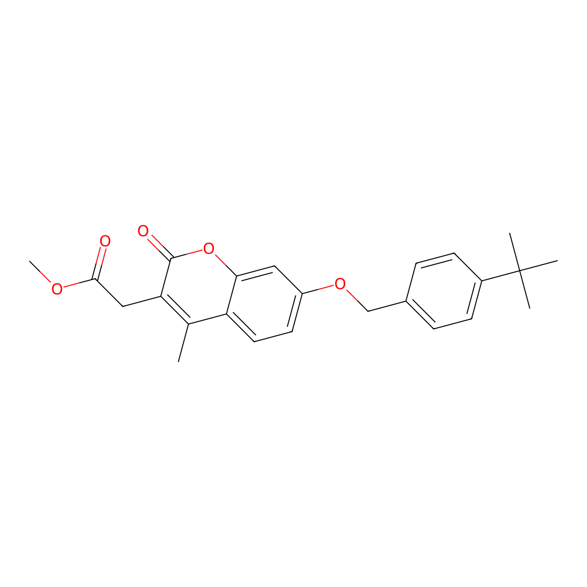 methyl {7-[(4-tert-butylbenzyl)oxy]-4-methyl-2-oxo-2H-chromen-3-yl}acetate molecular structure, CAS 858753-00-1