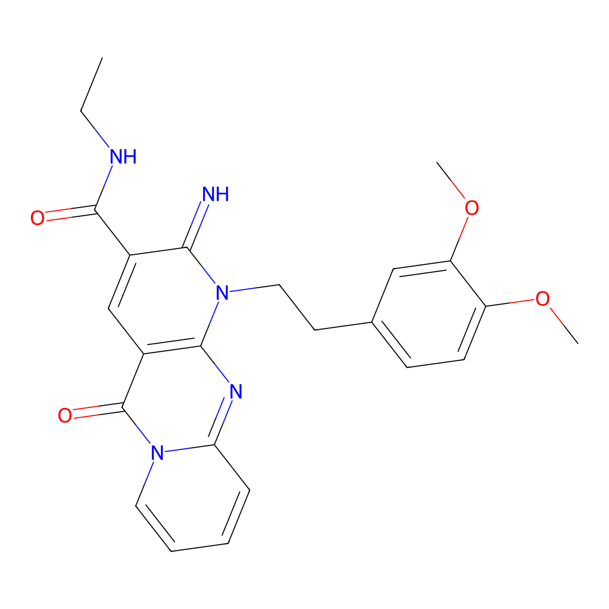 1-(3,4-dimethoxyphenethyl)-N~3~-ethyl-2-imino-5-oxo-1,5-dihydro-2H-dipyrido[1,2-a:2,3-d]pyrimidine-3-carboxamide molecular structure, CAS 858753-04-5