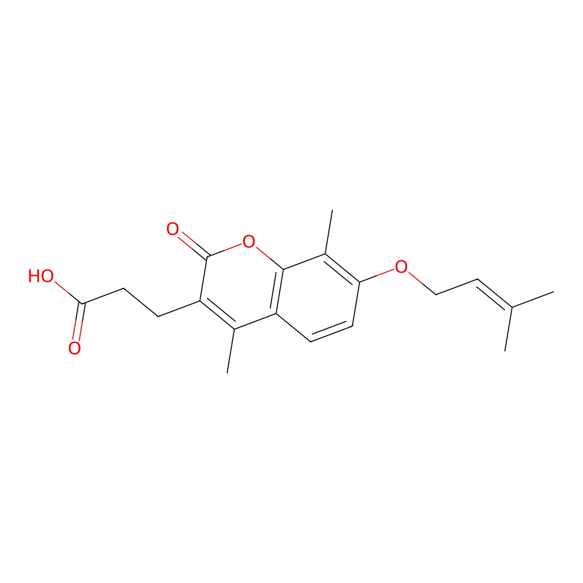 3-{4,8-dimethyl-7-[(3-methylbut-2-en-1-yl)oxy]-2-oxo-2H-chromen-3-yl}propanoic acid molecular structure, CAS 858753-23-8
