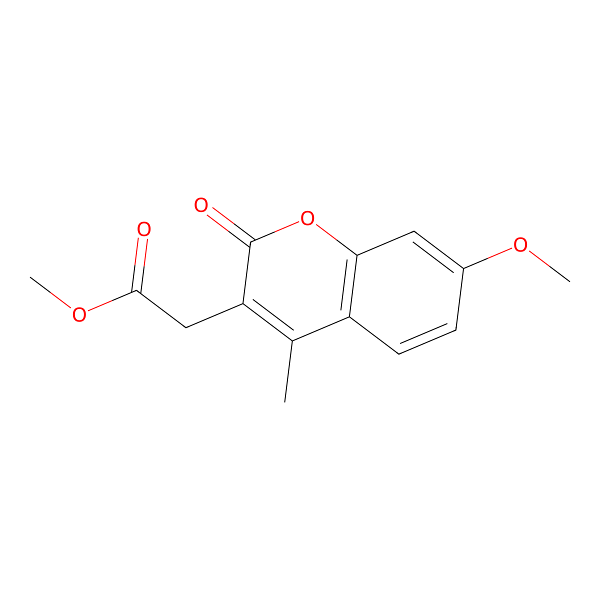 methyl 2-(7-methoxy-4-methyl-2-oxo-2H-chromen-3-yl)acetate molecular structure, CAS 858753-28-3