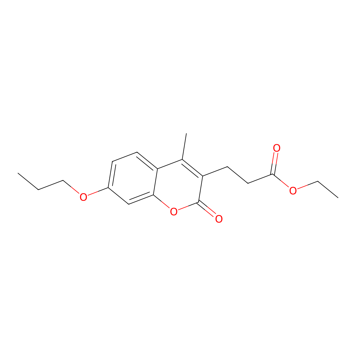 ethyl 3-(4-methyl-2-oxo-7-propoxy-2H-chromen-3-yl)propanoate molecular structure, CAS 858753-29-4