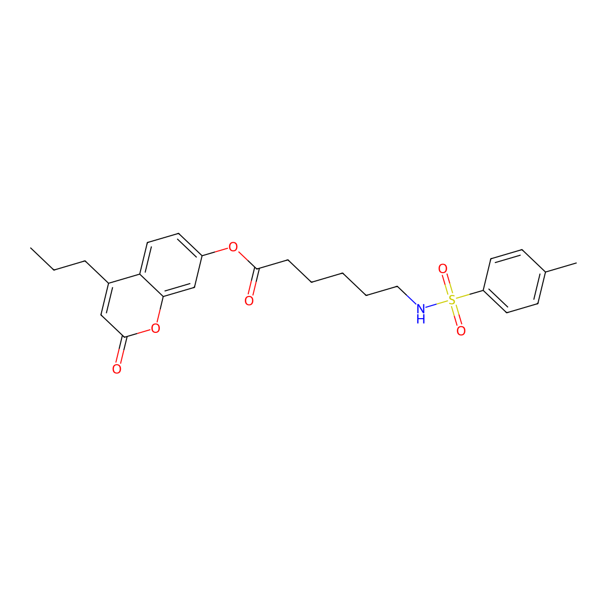 2-oxo-4-propyl-2H-chromen-7-yl 6-{[(4-methylphenyl)sulfonyl]amino}hexanoate molecular structure, CAS 858753-35-2