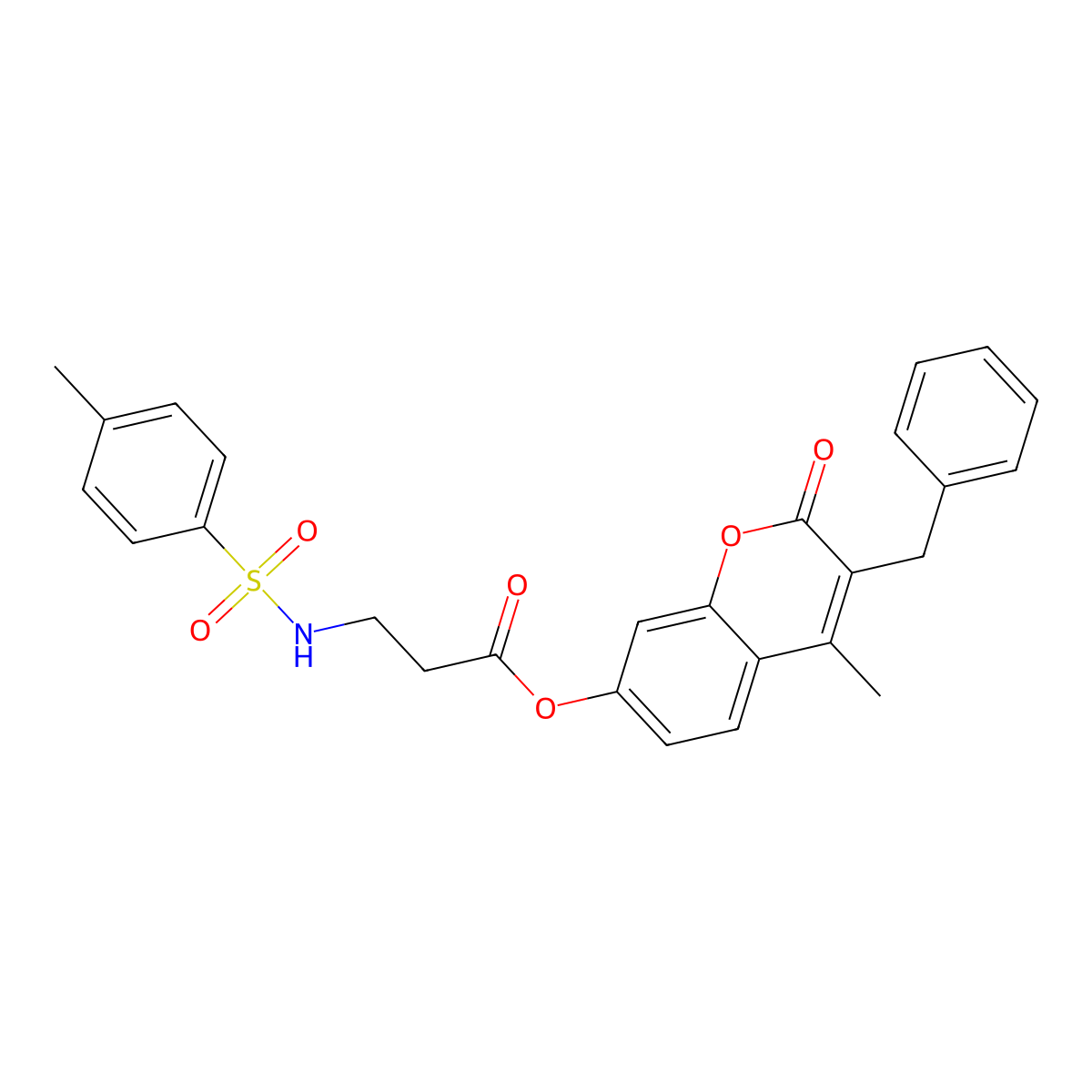3-benzyl-4-methyl-2-oxo-2H-chromen-7-yl N-[(4-methylphenyl)sulfonyl]-beta-alaninate molecular structure, CAS 858753-36-3