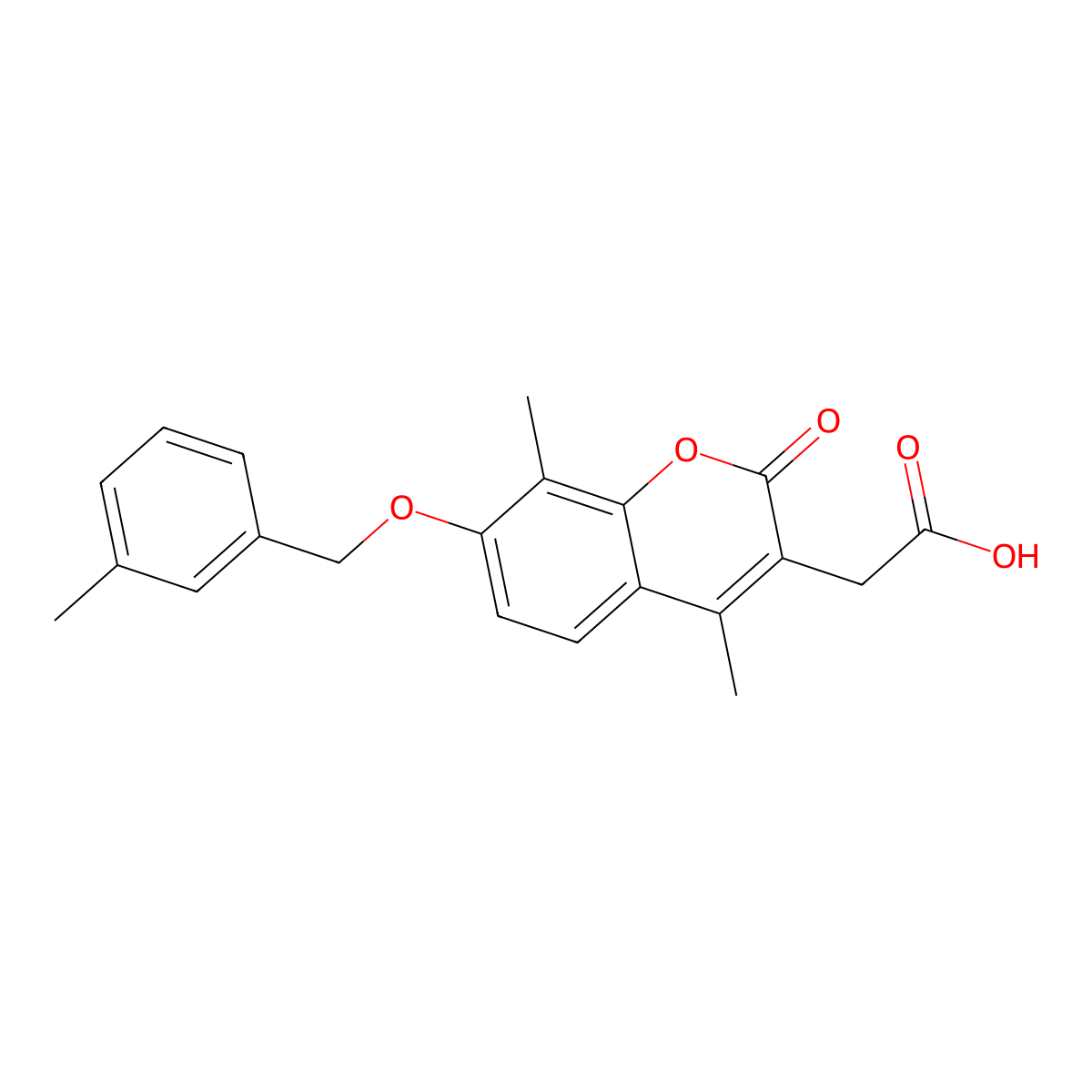 {4,8-dimethyl-7-[(3-methylbenzyl)oxy]-2-oxo-2H-chromen-3-yl}acetic acid molecular structure, CAS 858753-48-7