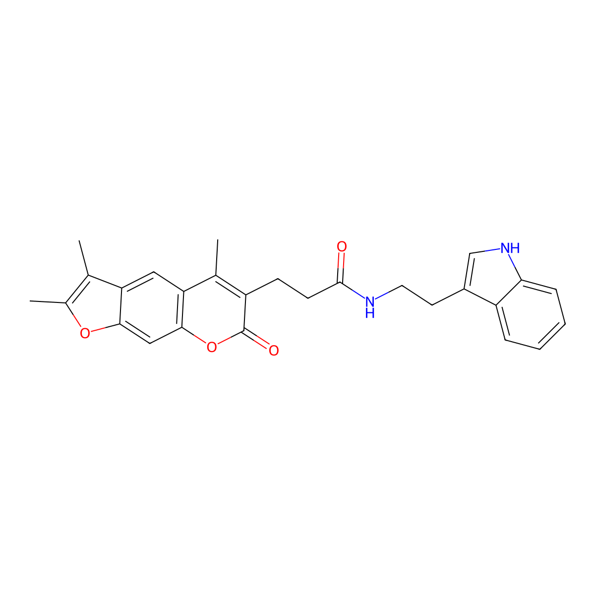 N-[2-(1H-indol-3-yl)ethyl]-3-(2,3,5-trimethyl-7-oxo-7H-furo[3,2-g]chromen-6-yl)propanamide molecular structure, CAS 858753-51-2