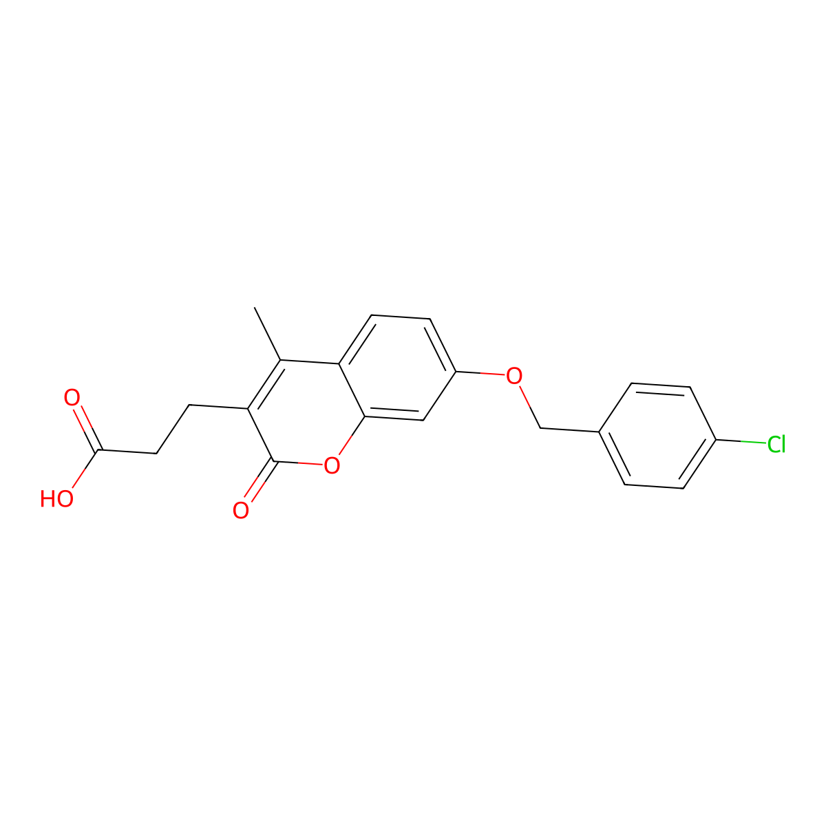3-{7-[(4-chlorobenzyl)oxy]-4-methyl-2-oxo-2H-chromen-3-yl}propanoic acid molecular structure, CAS 858753-69-2