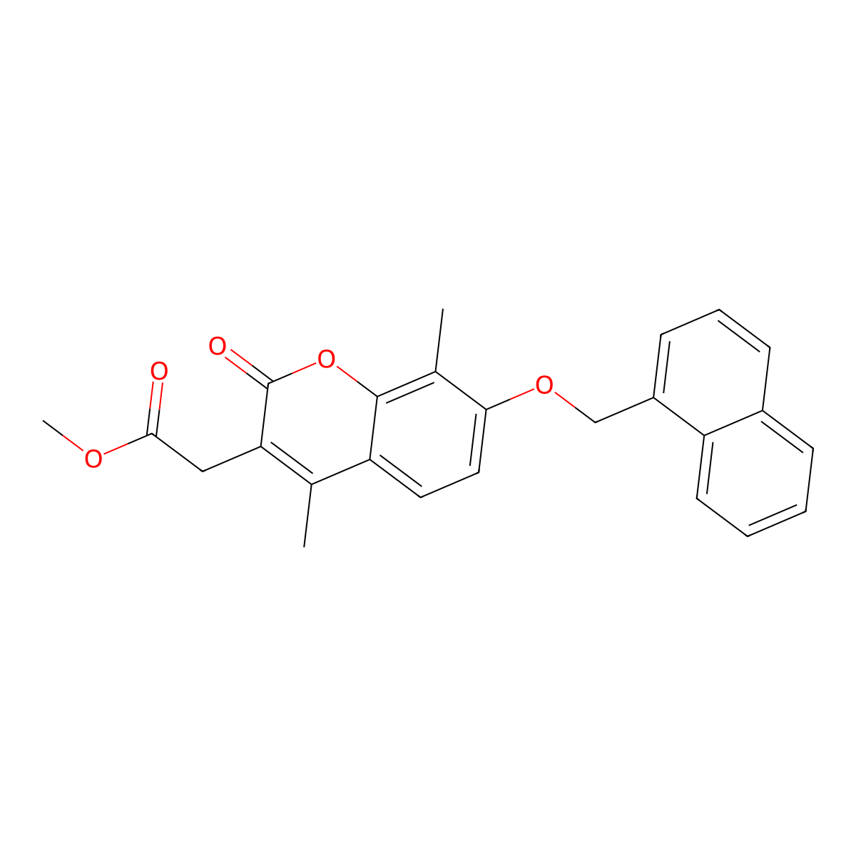 methyl 2-[4,8-dimethyl-7-(1-naphthylmethoxy)-2-oxo-2H-chromen-3-yl]acetate molecular structure, CAS 858753-76-1