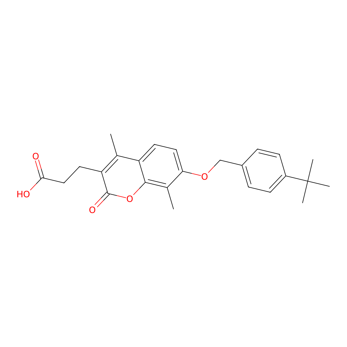 3-{7-[(4-tert-butylbenzyl)oxy]-4,8-dimethyl-2-oxo-2H-chromen-3-yl}propanoic acid molecular structure, CAS 858753-84-1