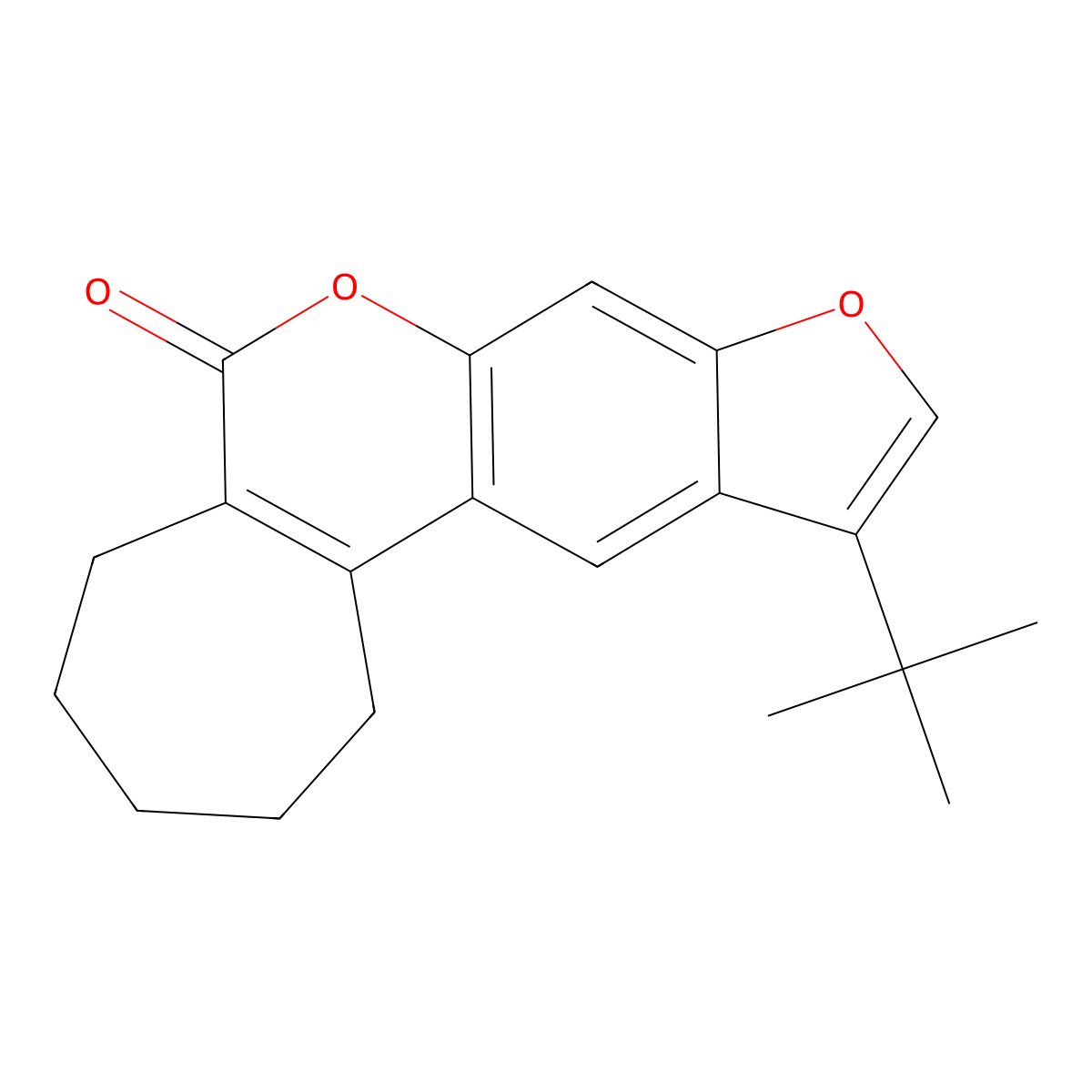 11-tert-butyl-2,3,4,5-tetrahydrocyclohepta[c]furo[3,2-g]chromen-6(1H)-one molecular structure, CAS 858753-89-6