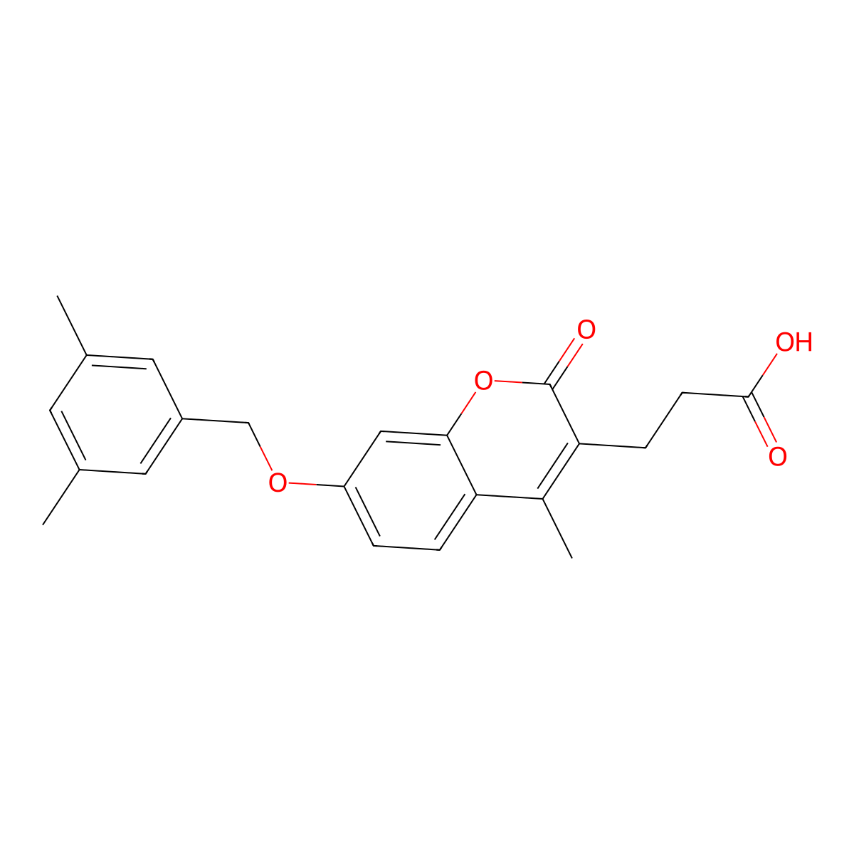 3-{7-[(3,5-dimethylbenzyl)oxy]-4-methyl-2-oxo-2H-chromen-3-yl}propanoic acid molecular structure, CAS 858753-96-5