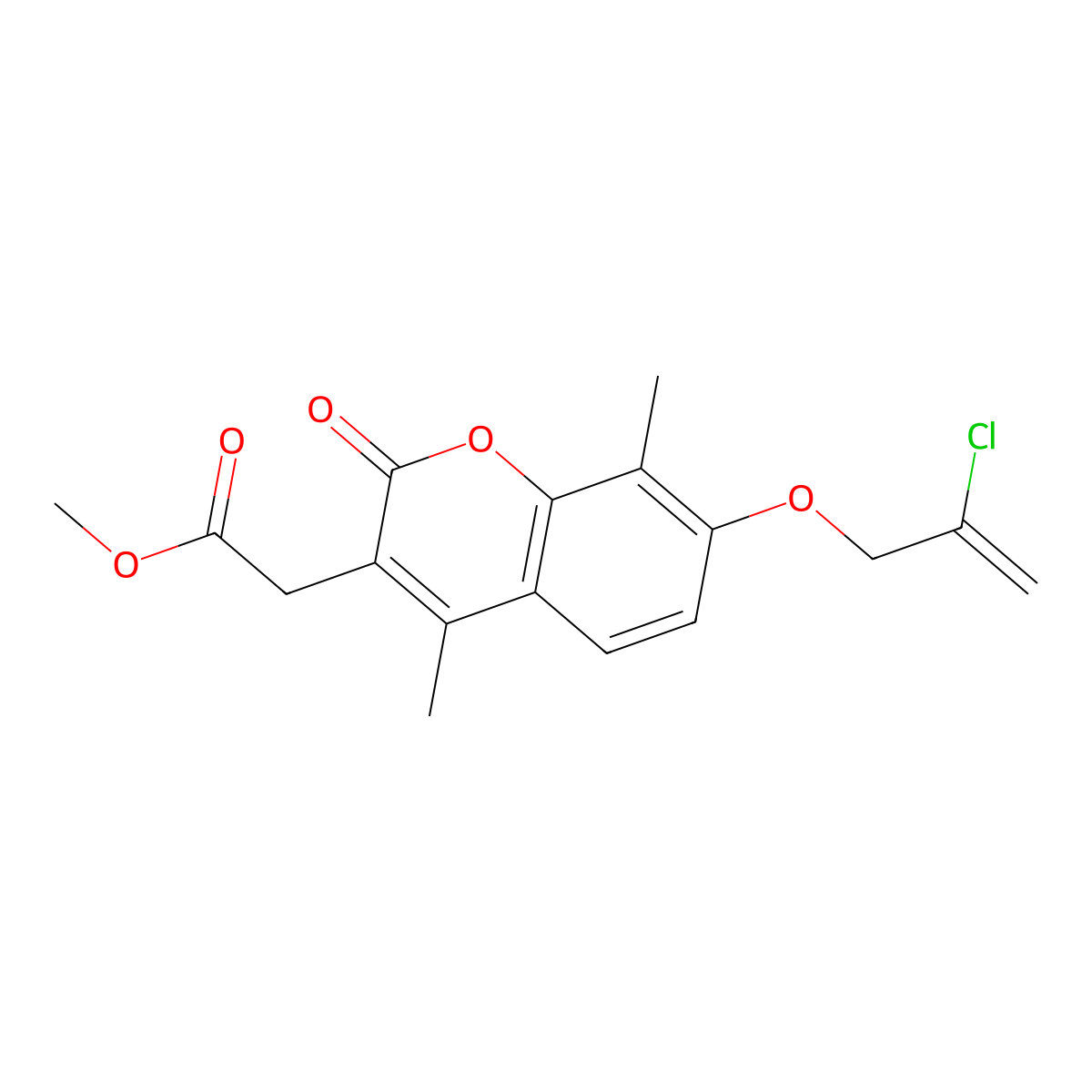 methyl {7-[(2-chloroprop-2-en-1-yl)oxy]-4,8-dimethyl-2-oxo-2H-chromen-3-yl}acetate molecular structure, CAS 858754-29-7