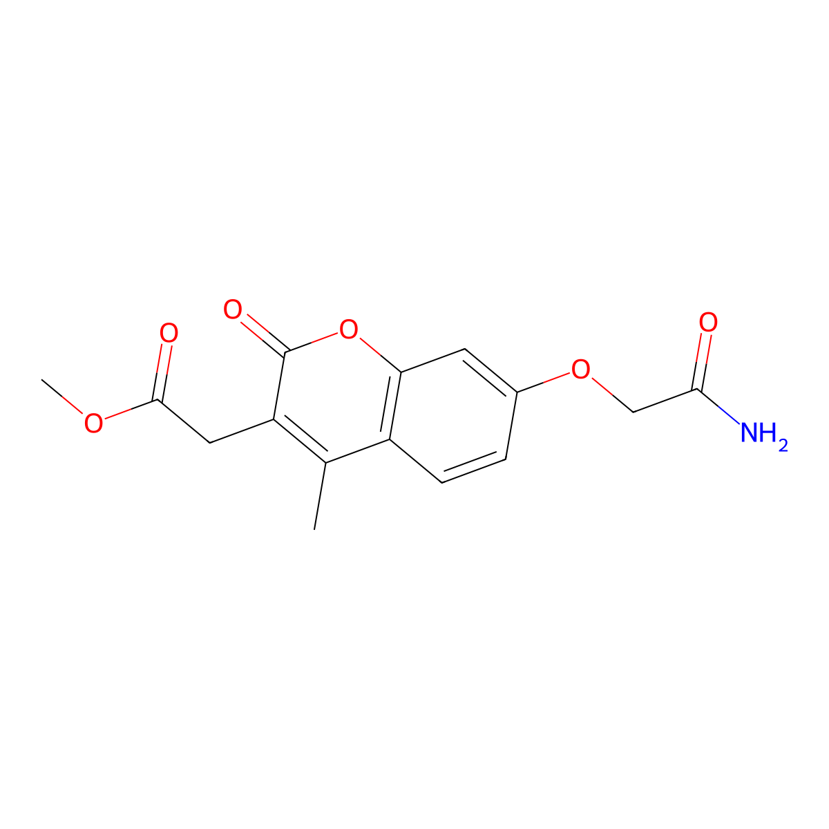 methyl [7-(2-amino-2-oxoethoxy)-4-methyl-2-oxo-2H-chromen-3-yl]acetate molecular structure, CAS 858754-38-8