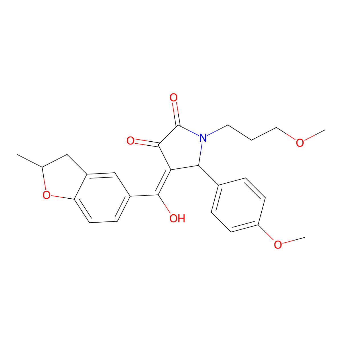3-hydroxy-5-(4-methoxyphenyl)-1-(3-methoxypropyl)-4-(2-methyl-2,3-dihydro-1-benzofuran-5-carbonyl)-2,5-dihydro-1H-pyrrol-2-one molecular structure, CAS 858754-42-4