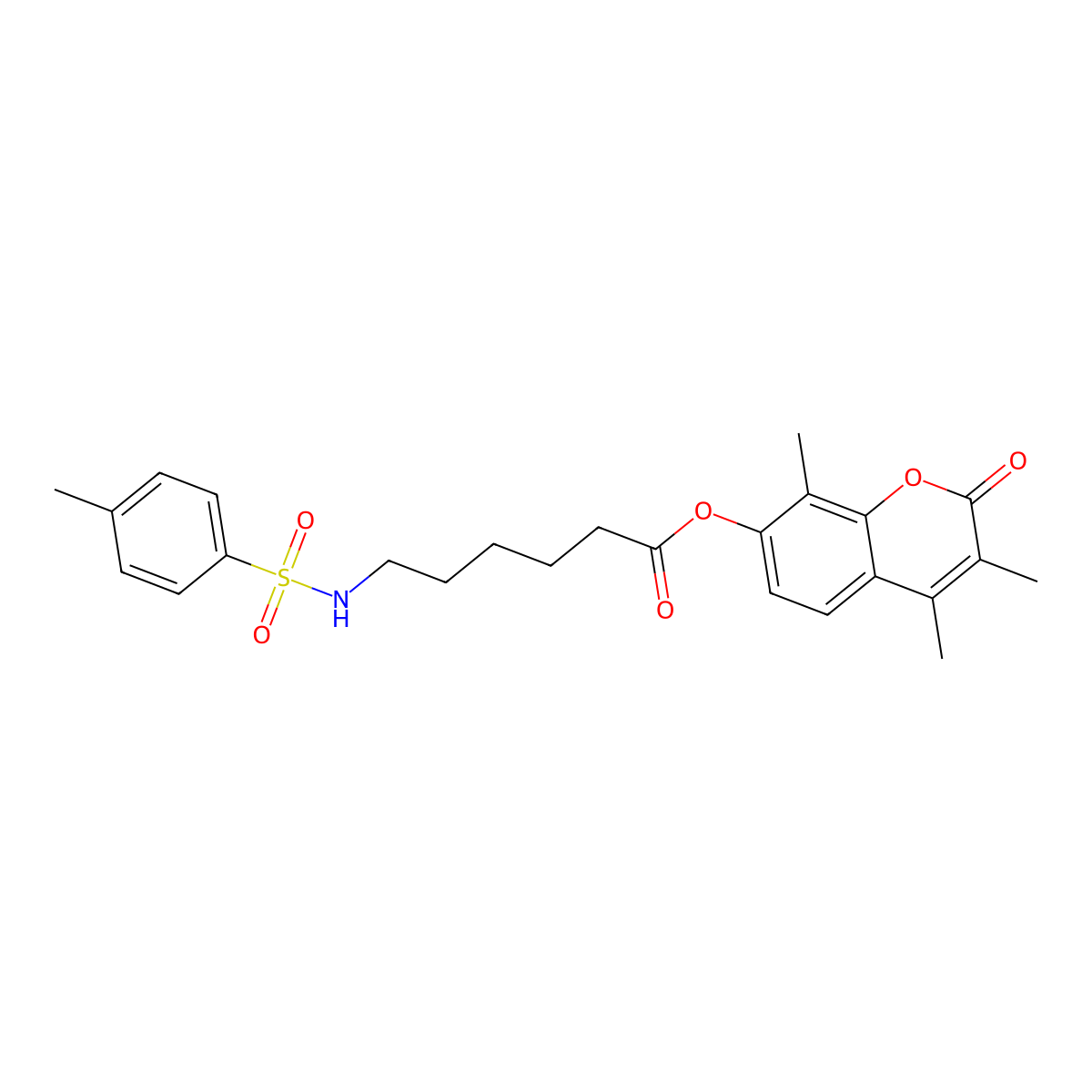 3,4,8-trimethyl-2-oxo-2H-chromen-7-yl 6-{[(4-methylphenyl)sulfonyl]amino}hexanoate molecular structure, CAS 858754-46-8