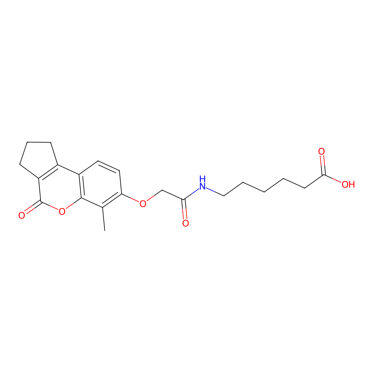 6-({[(6-Methyl-4-oxo-1,2,3,4-tetrahydrocyclopenta[c]chromen-7-yl)oxy]acetyl}amino)hexanoic acid molecular structure, CAS 858754-50-4