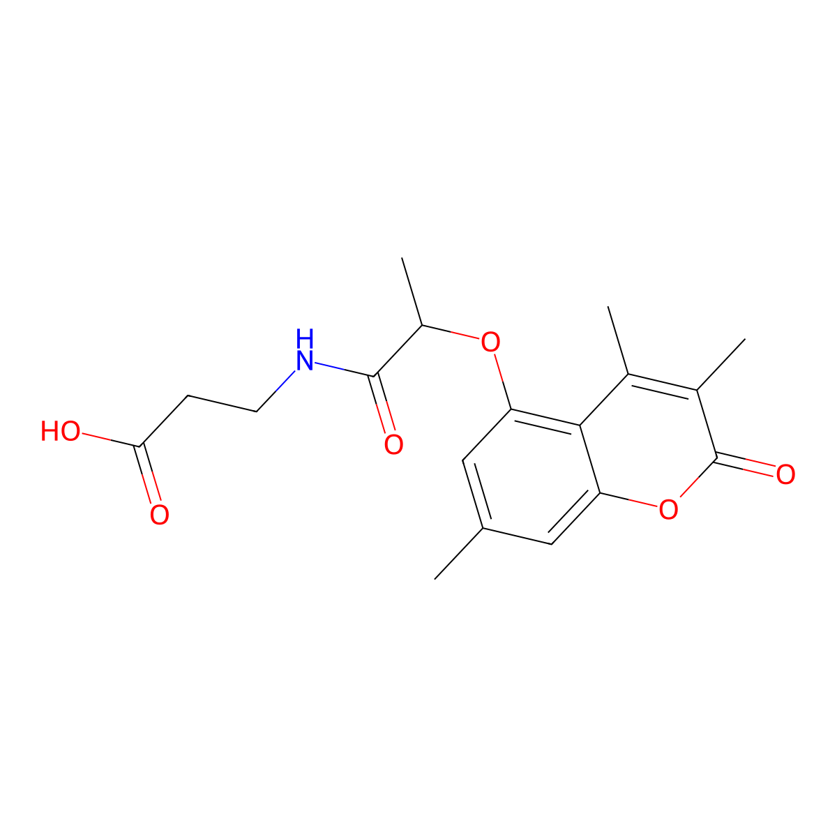 N-{2-[(3,4,7-trimethyl-2-oxo-2H-chromen-5-yl)oxy]propanoyl}-beta-alanine molecular structure, CAS 858754-52-6
