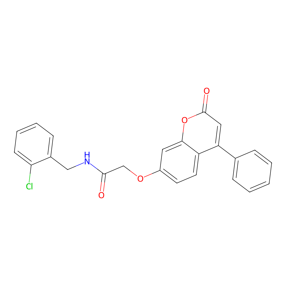 N-(2-chlorobenzyl)-2-((2-oxo-4-phenyl-2H-chromen-7-yl)oxy)acetamide molecular structure, CAS 858754-53-7