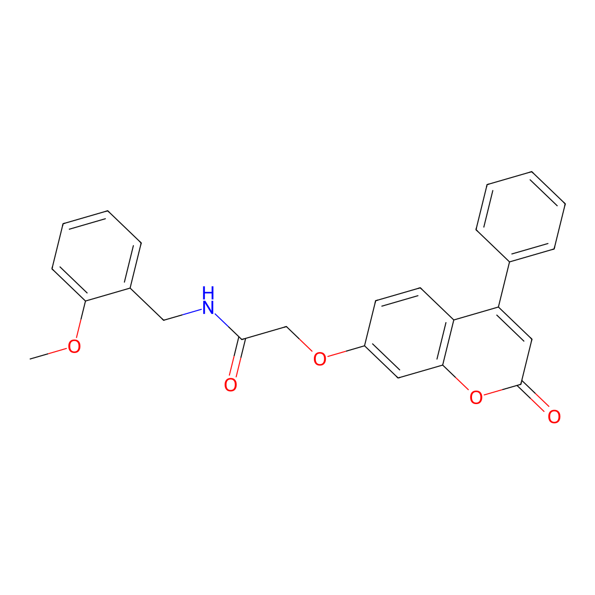 N-(2-methoxybenzyl)-2-((2-oxo-4-phenyl-2H-chromen-7-yl)oxy)acetamide molecular structure, CAS 858754-56-0