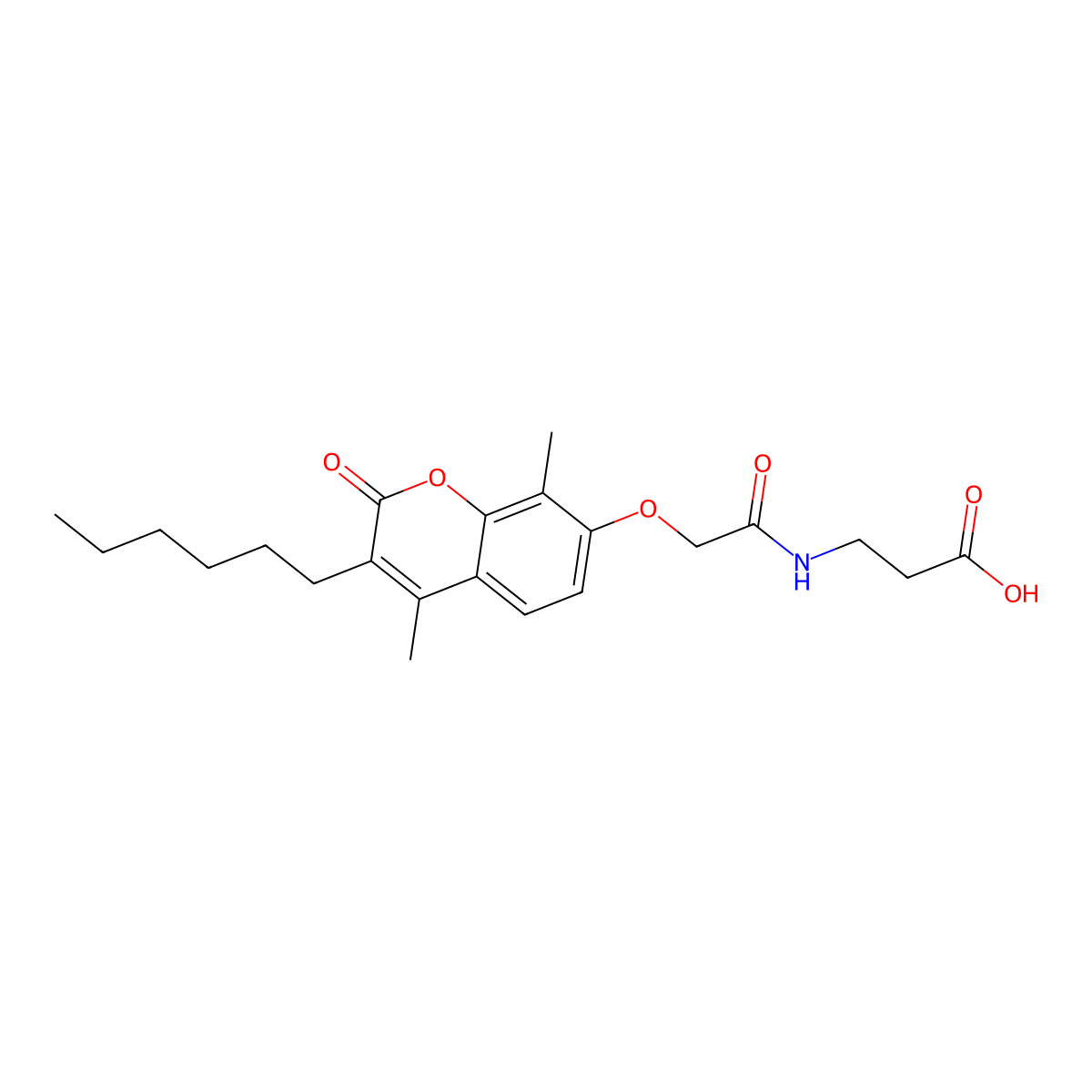 3-({2-[(3-hexyl-4,8-dimethyl-2-oxo-2H-chromen-7-yl)oxy]acetyl}amino)propanoic acid molecular structure, CAS 858754-72-0