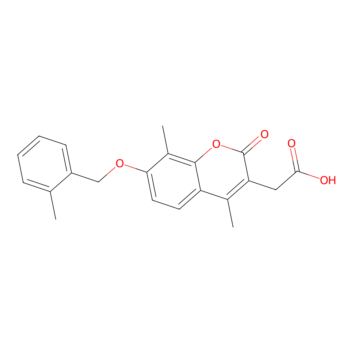 {4,8-dimethyl-7-[(2-methylbenzyl)oxy]-2-oxo-2H-chromen-3-yl}acetic acid molecular structure, CAS 858754-76-4