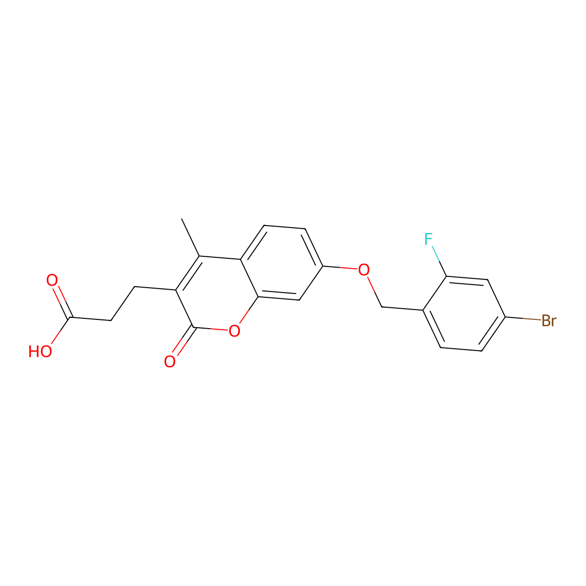 3-{7-[(4-bromo-2-fluorobenzyl)oxy]-4-methyl-2-oxo-2H-chromen-3-yl}propanoic acid molecular structure, CAS 858754-80-0