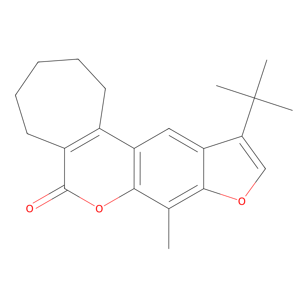 11-(tert-butyl)-8-methyl-2,3,4,5-tetrahydrocyclohepta[c]furo[3,2-g]chromen-6(1H)-one molecular structure, CAS 858754-89-9