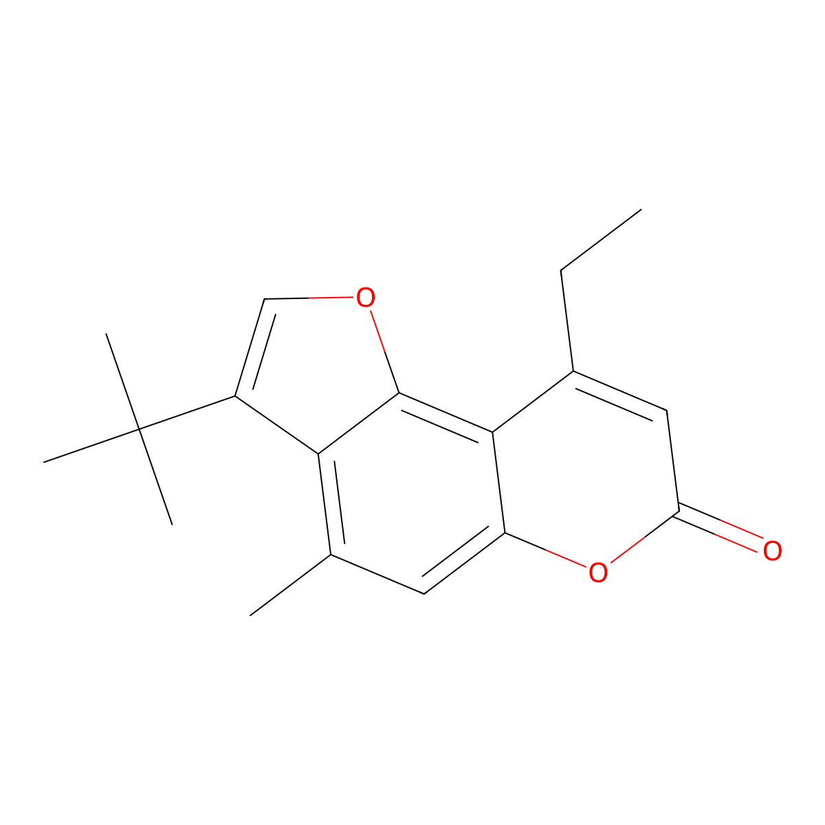 3-tert-butyl-9-ethyl-4-methyl-7H-furo[2,3-f]chromen-7-one molecular structure, CAS 858755-25-6