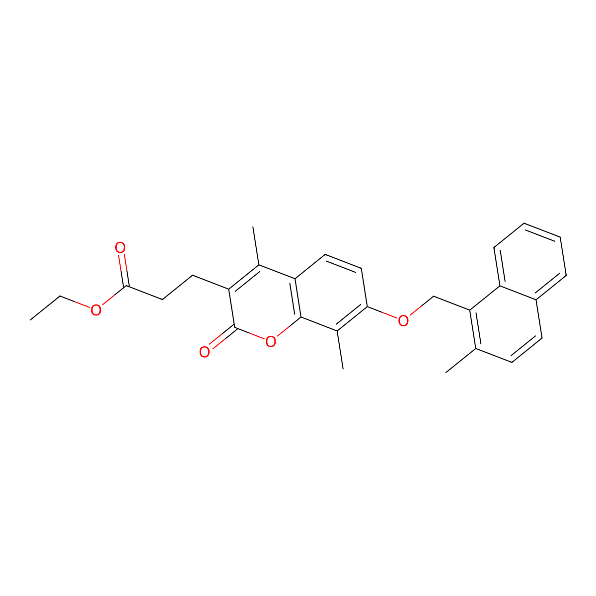 ethyl 3-{4,8-dimethyl-7-[(2-methyl-1-naphthyl)methoxy]-2-oxo-2H-chromen-3-yl}propanoate molecular structure, CAS 858755-26-7
