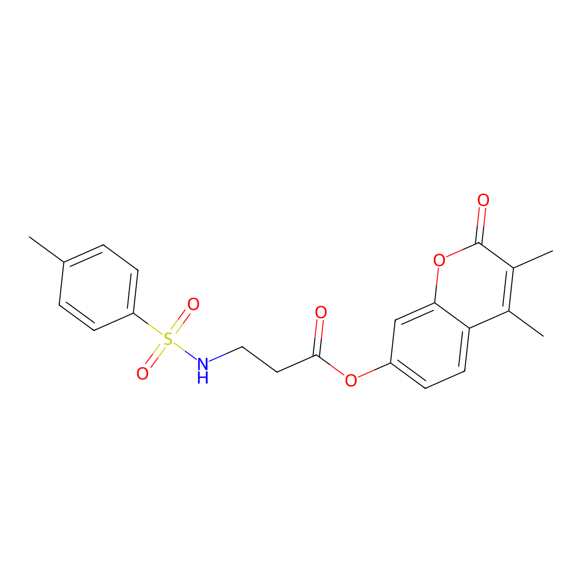 3,4-dimethyl-2-oxo-2H-chromen-7-yl N-[(4-methylphenyl)sulfonyl]-beta-alaninate molecular structure, CAS 858755-53-0