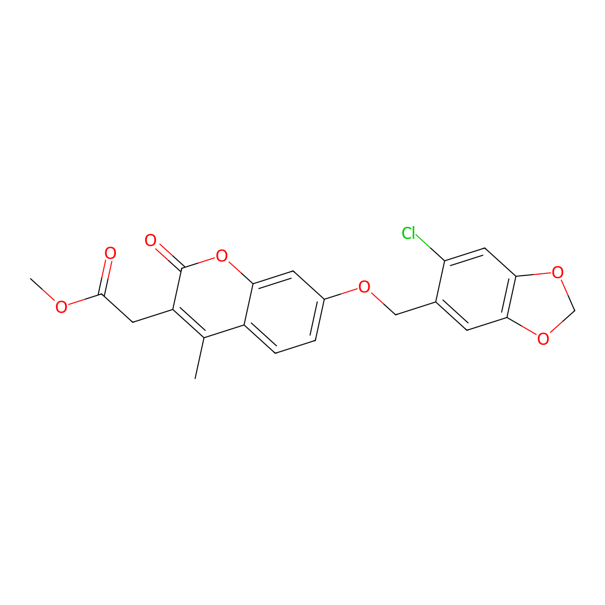 methyl {7-[(6-chloro-1,3-benzodioxol-5-yl)methoxy]-4-methyl-2-oxo-2H-chromen-3-yl}acetate molecular structure, CAS 858755-59-6