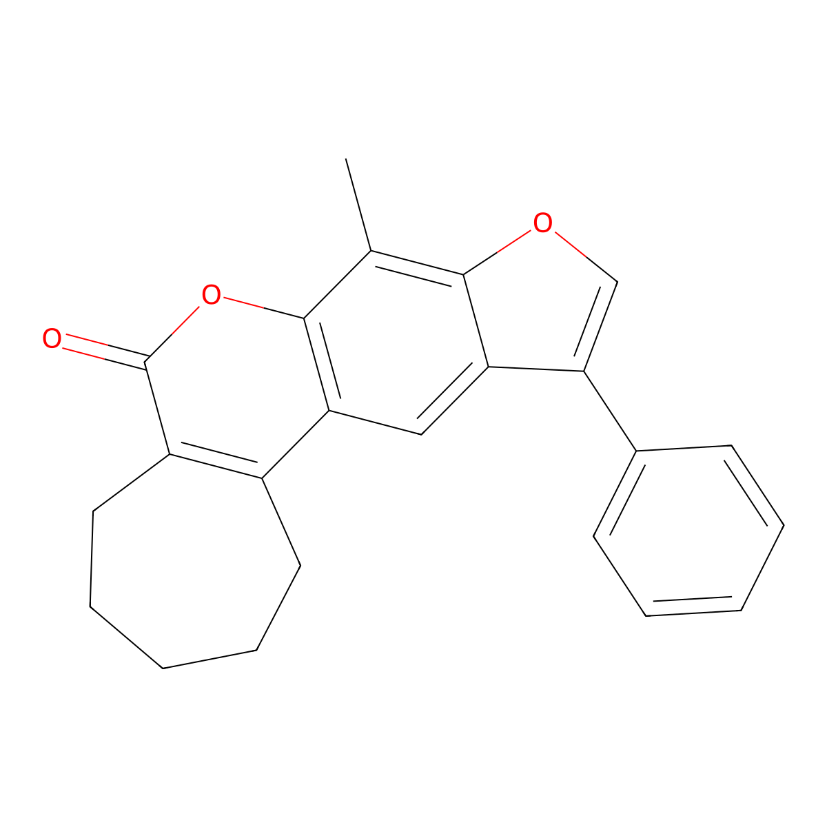 8-methyl-11-phenyl-2,3,4,5-tetrahydrocyclohepta[c]furo[3,2-g]chromen-6(1H)-one molecular structure, CAS 858755-65-4