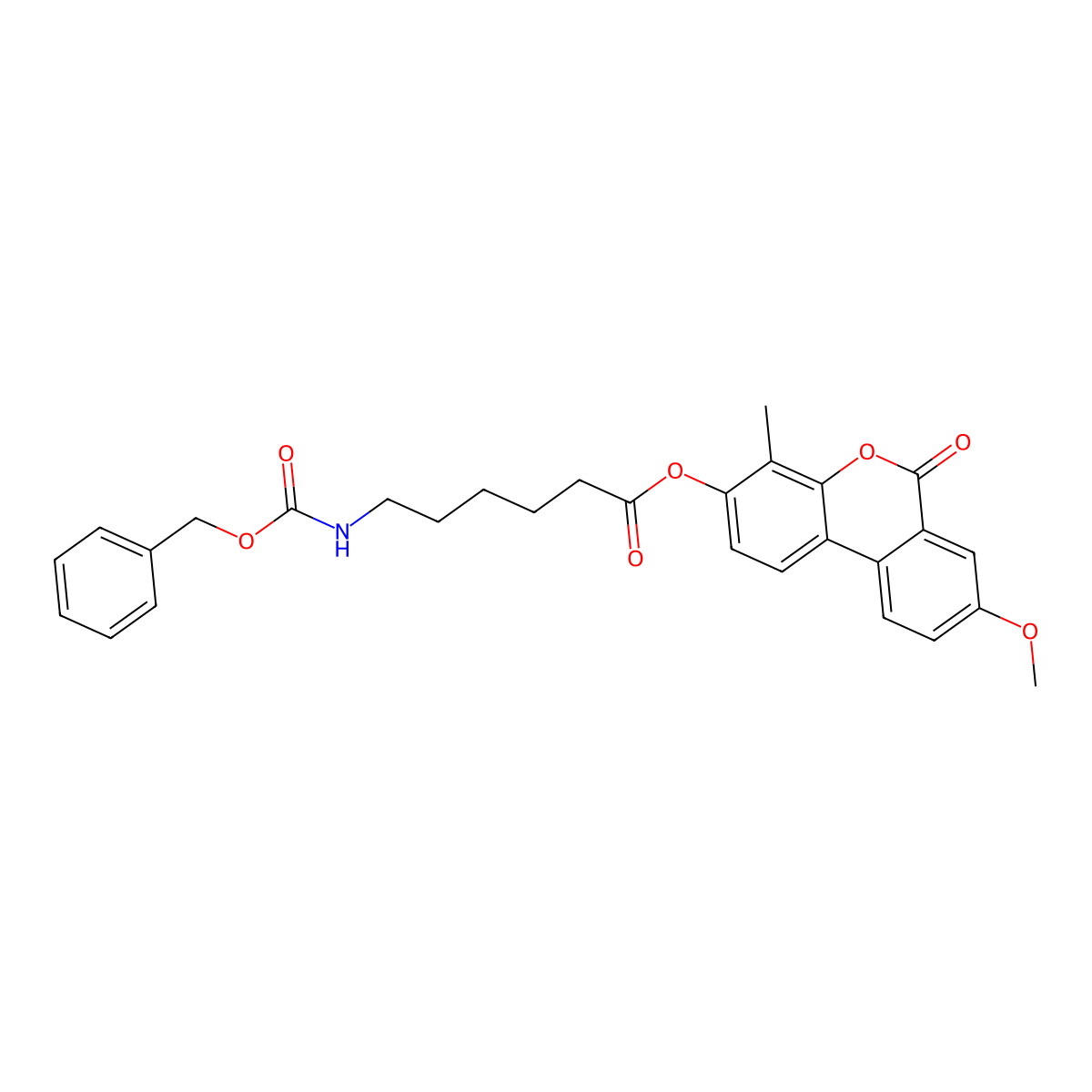 8-methoxy-4-methyl-6-oxo-6H-benzo[c]chromen-3-yl 6-{[(benzyloxy)carbonyl]amino}hexanoate molecular structure, CAS 858755-68-7