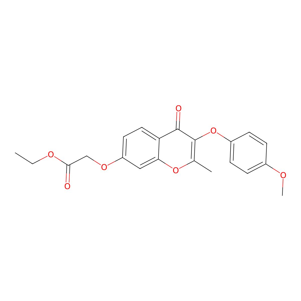ethyl 2-((3-(4-methoxyphenoxy)-2-methyl-4-oxo-4H-chromen-7-yl)oxy)acetate molecular structure, CAS 858755-72-3